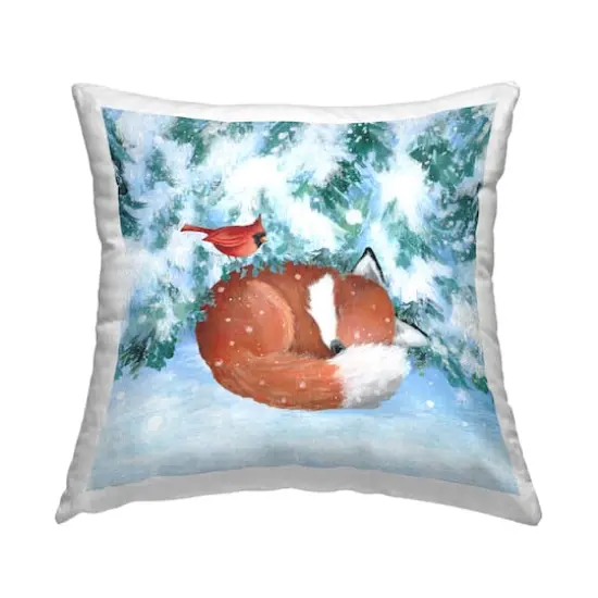 Stupell Industries Sleeping Fox & Cardinal Snowy Trees Throw Pillow {1}