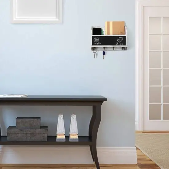 NEX&trade; Wall Mount Mail & Key Holder Organizer with Chalkboard Surface Whitewash {6}