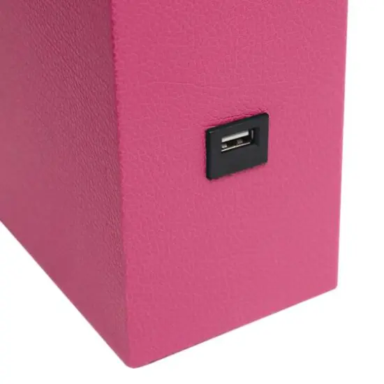Lalia Home Lexington 21" Leather Table Lamp with USB Charging Port Hot Pink {9}