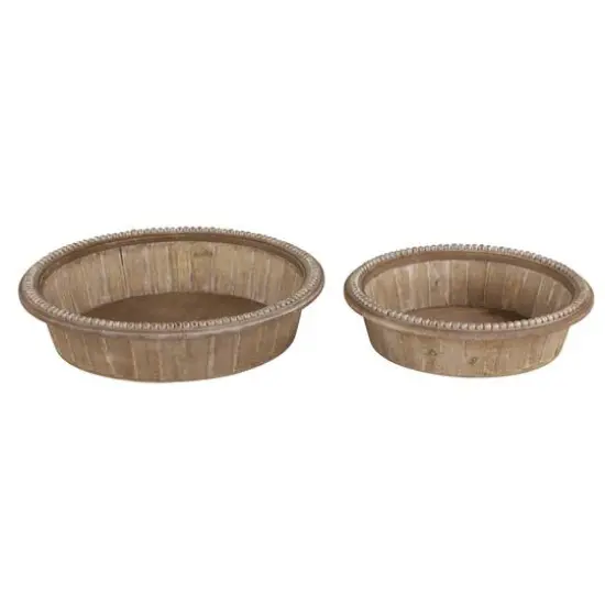 Brown Wood Rustic Tray Set {1}