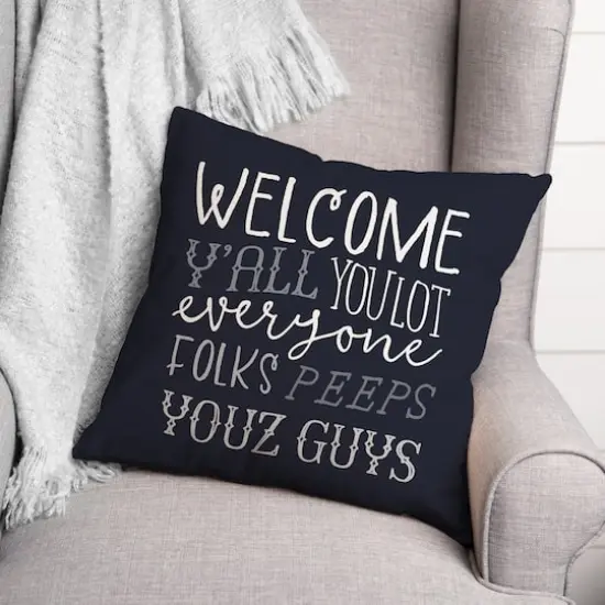 18" x 18" Welcome Y'all Versatile Throw Pillow Navy {3}