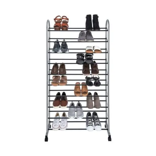 Simplify Gray 10-Tier Mobile Shoe Rack {3}