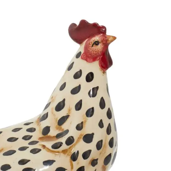 14" Beige Ceramic Farmhouse Rooster Garden Sculpture {6}