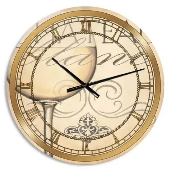 Designart 'French Chateau White Wine Ii Glam Wall Clock {1}