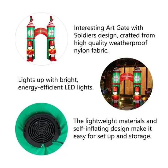 Glitzhome&reg; 10ft. Inflatable Arch Gate & Guards With Lights {6}