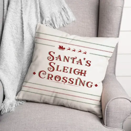 Santas Sleigh Crossing 18x18 Throw Pillow {1}