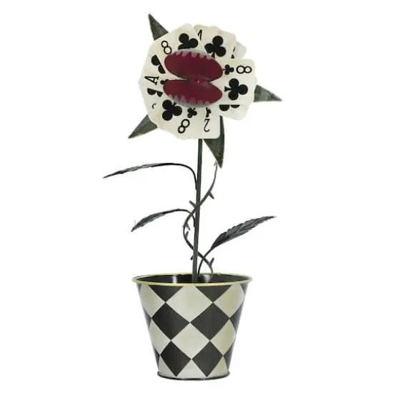11.75" Clubs Playing Card Flytrap in Diamond Pot Tabletop Décor by Ashland® {1}