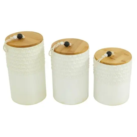 White Ceramic Country Cottage Decorative Jar Set {8}