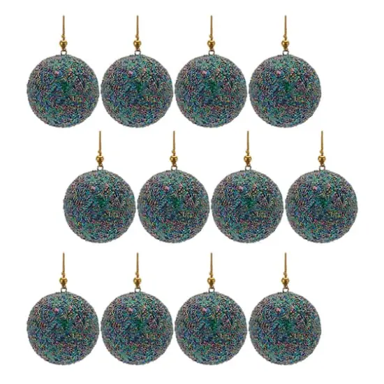 2.75" Rainbow Beaded Ball Ornaments, 12ct. {1}