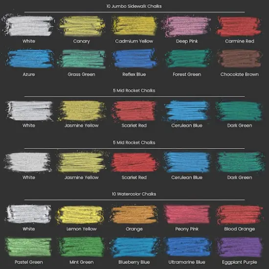Arteza&reg; Kids Ultimate Chalk Set of 37 pcs, Green Box Handle {3}