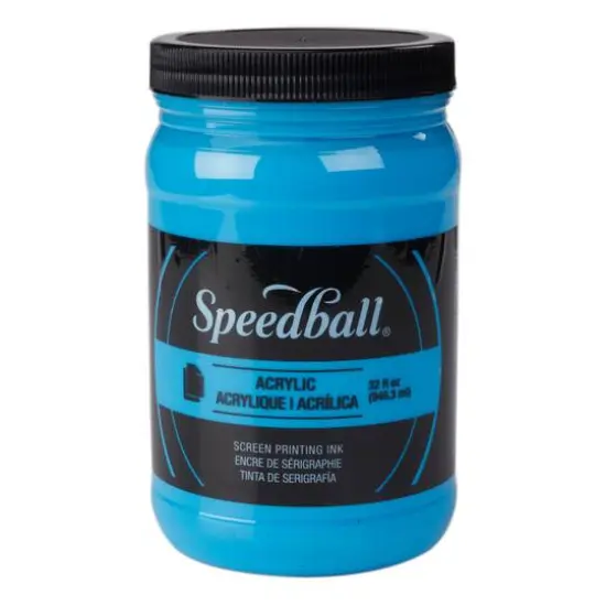 Speedball&reg; Acrylic Screen Printing Ink, 32oz. Fluorescent Blue {1}