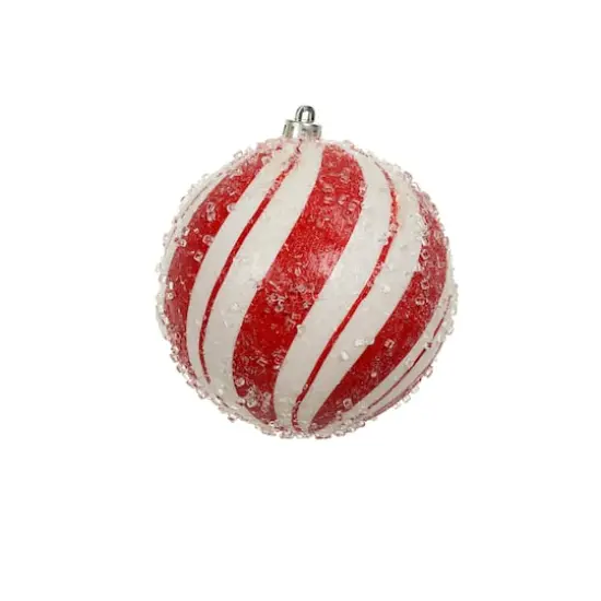 2 Pack 4.7" Red & White Peppermint Stripes Shatterproof Ball Ornaments by Ashland&reg; {1}