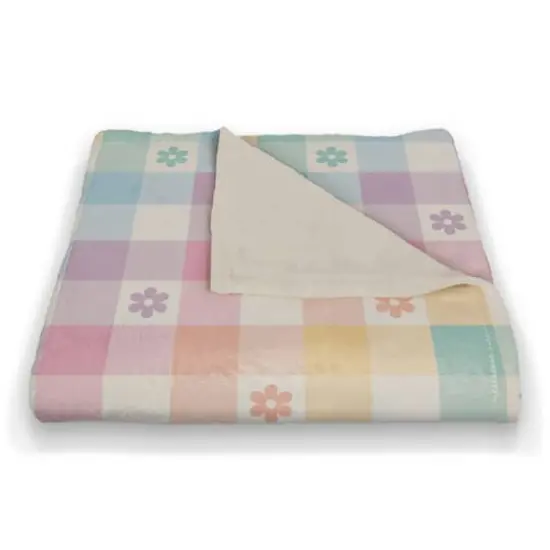 Pastel Buffalo Check 50" x 60" Sherpa Fleece Blanket {4}