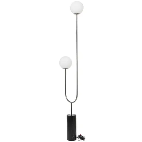 73" 2 Orb Light Floor Lamp with Marble Base Black {8}