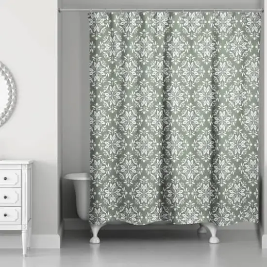Leafy Medallions Shower Curtain Sage {1}