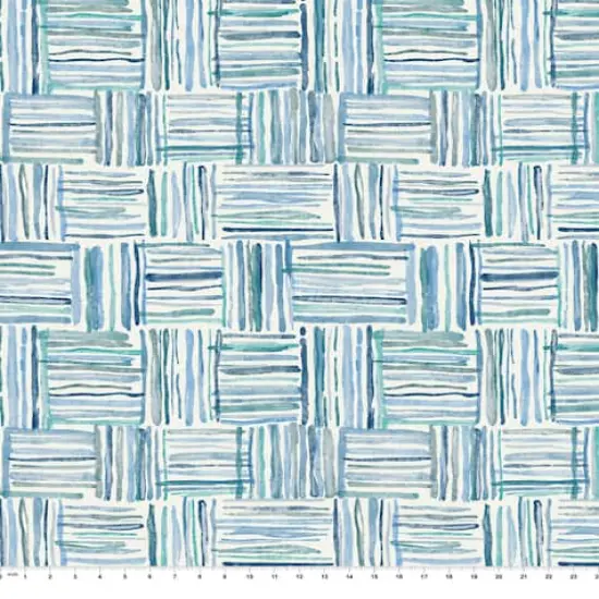 Springs Creative Modern Coastal Riot Raffia Blue Fabric {1}