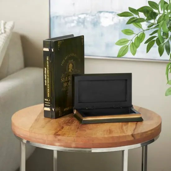 Green Wooden Sherlock Holmes Storage Faux Book Box Set {14}