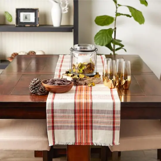 DII&reg; 72" Pumpkin Spice Plaid Table Runner {5}