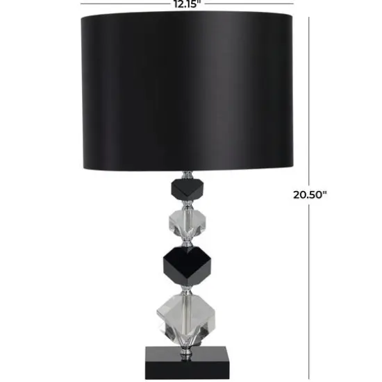 Clear & Black Crystal Geometric Diamond Inspired Table Lamp {6}