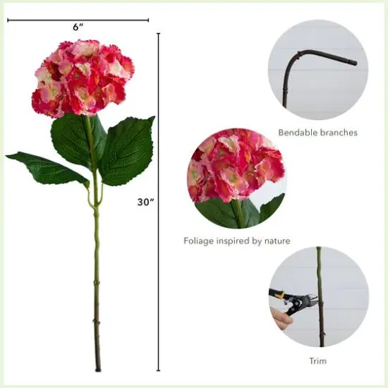 30" Pink Hydrangea Flower Stems, 3ct. {5}