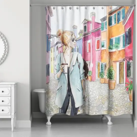 Traveling Woman 71" x 74" Shower Curtain {3}