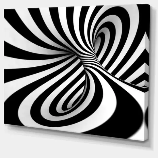 Designart - Spiral Black n White - Contemporary Canvas Art Print {3}