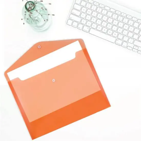 JAM Paper 9.75" x 13" Plastic Snap Closure Envelopes, 12ct. Orange {5}