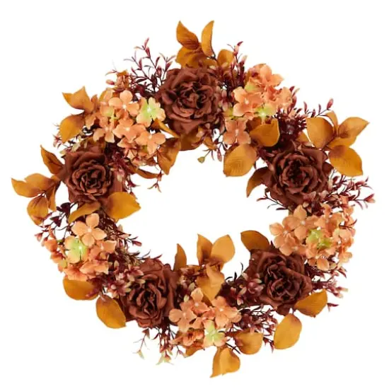 20" Autumn Rose & Hydrangea Wreath {1}