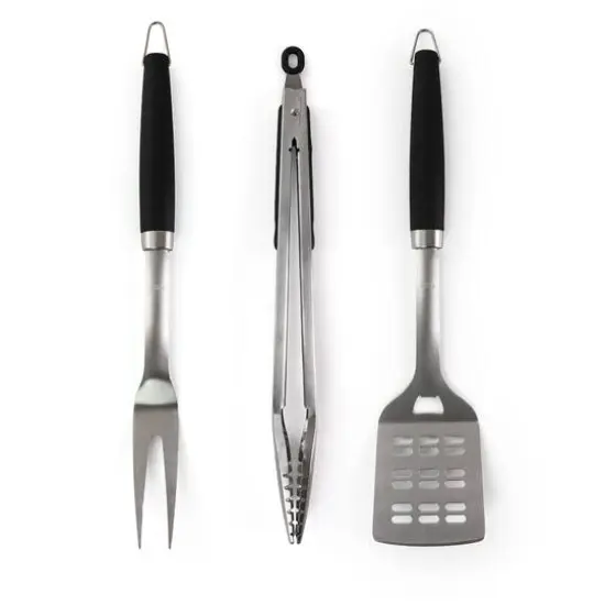 Gibson Home&reg; Silver & Black Sawyer 3 Piece Stainless Steel BBQ Tool Set {9}