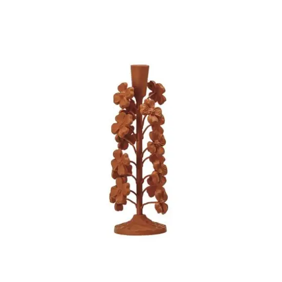 Hello Honey&reg; 11" Terra Cotta Blossom Taper Candle Holder {1}