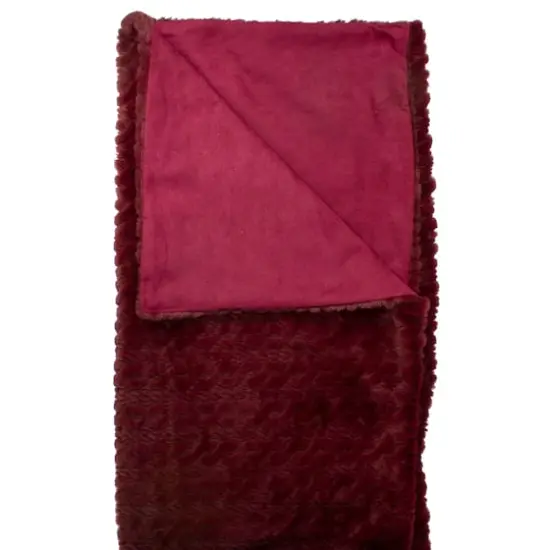 Burgundy Red Ultra Plush Faux Fur Throw Blanket {4}