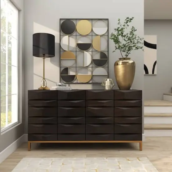 18" Gold Aluminum Brushed Vase with Hammered Top {15}