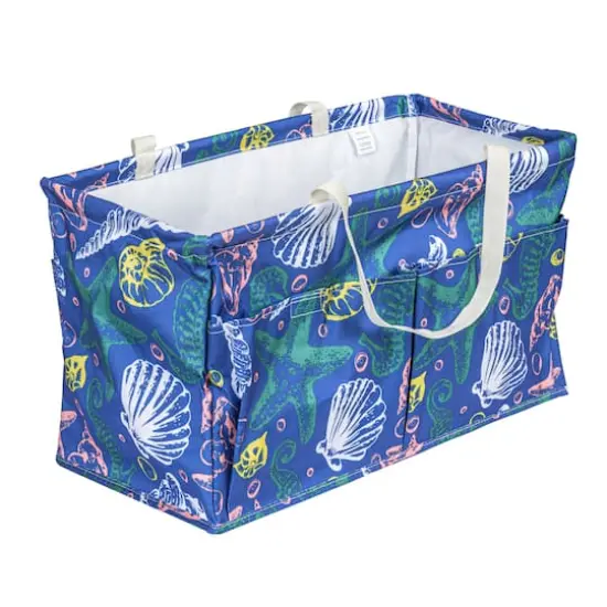 Household Essentials Large-Capacity Krush Utility Tote with 4 Exterior Pockets Blue Sea Shell {1}