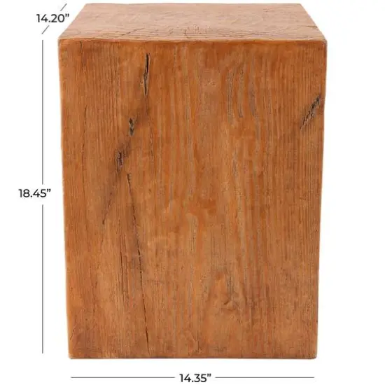 18" Natural Textured Wood Grain Outdoor Accent Table Brown {1}