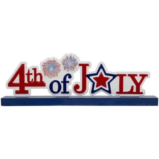 11.5" Fireworks 4th of July Patriotic Metal Tabletop Sign {1}