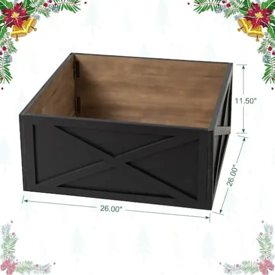 Glitzhome&reg; Black Wood Tree Collar {9}