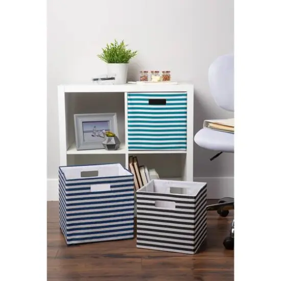 DII&reg; 13" Black Pinstripe Storage Cube {6}