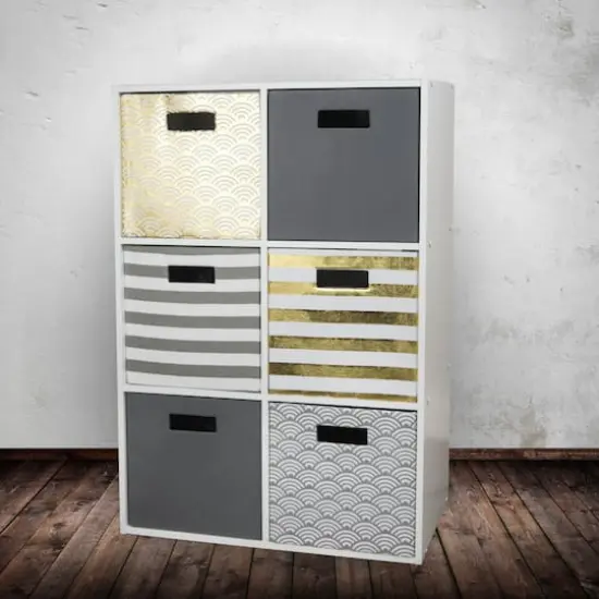 DII&reg; 13" Polyester Waves Storage Cube Gray {5}