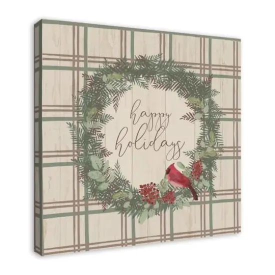 Happy Holidays Plaid Canvas Wall Art {3}