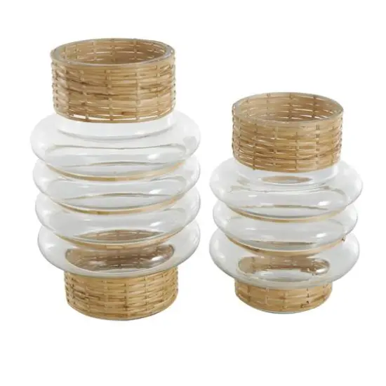 Clear Rattan Wrapped Glass Bubble Vase Set {7}