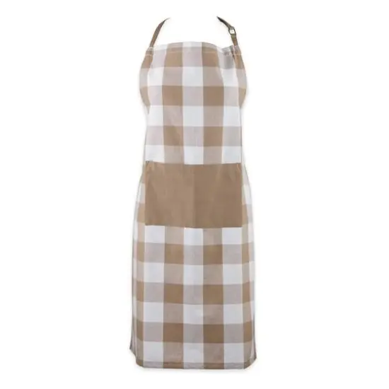 DII&reg; Buffalo Check Chef Apron Stone {1}