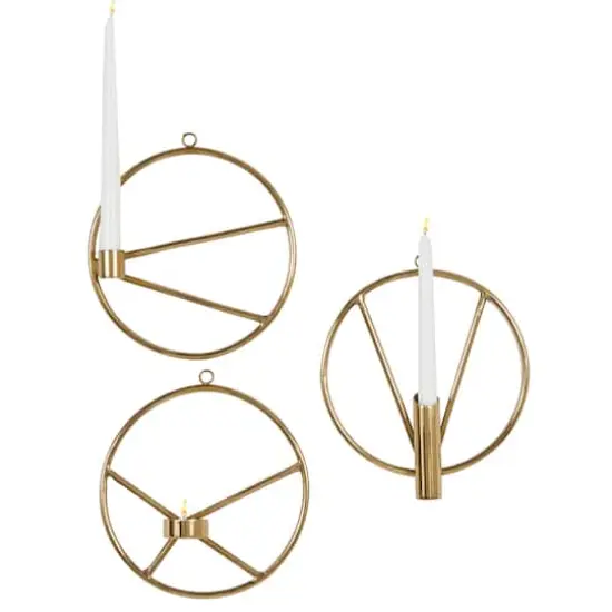 Set of 3 Gold Stainless Steel Modern Wall Sconce, 8" x 8" {1}