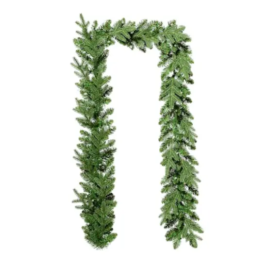 Glitzhome&reg; 9ft. Pre-Lit Greenery Christmas Garland with Timer {7}