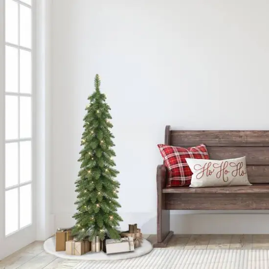 4ft. Pre-Lit Artificial Alpine Pencil Christmas Tree, Clear Lights {4}