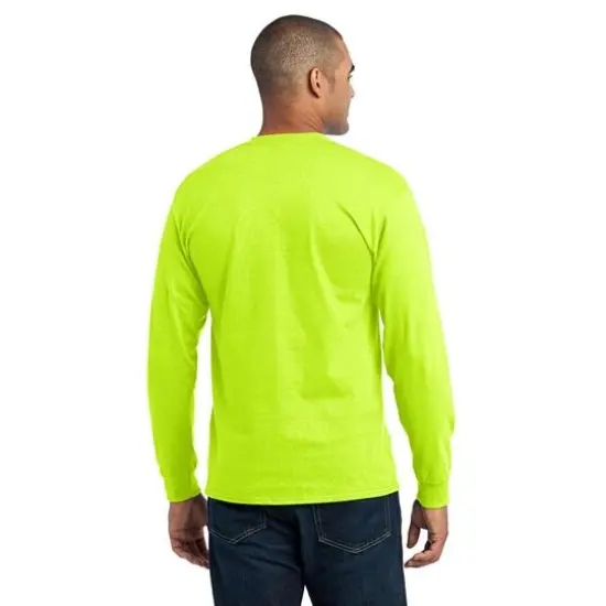 Port & Company&reg; Long Sleeve Adult T-Shirt Safety Green {5}