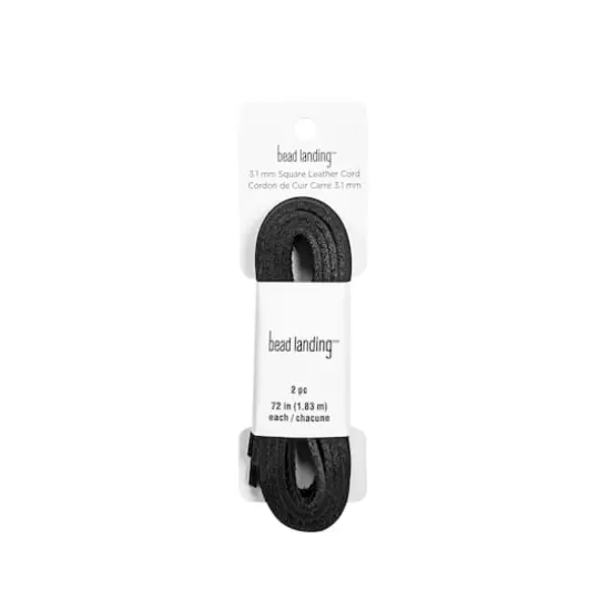 3.1mm Black Square Leather Cord, 2ct. by Bead Landing&trade; {5}