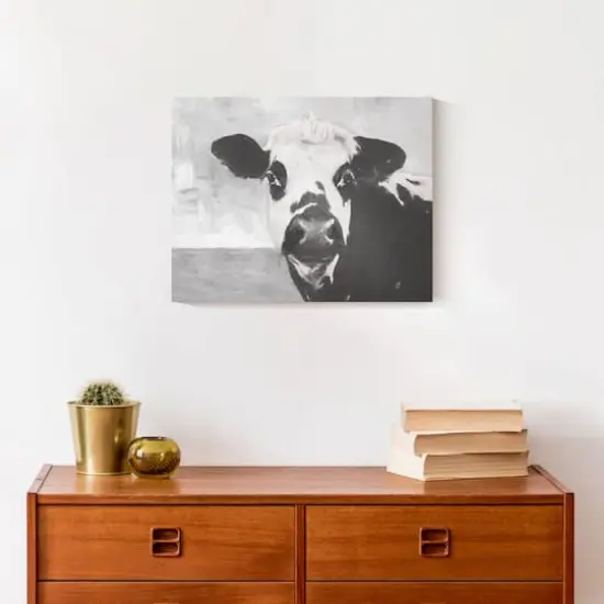 Monochromatic Cow 11" x 14" Canvas Wall Art {5}