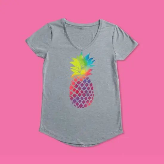 Cricut&reg; Gray Women's Fitted V-Neck T-Shirt Blank {3}