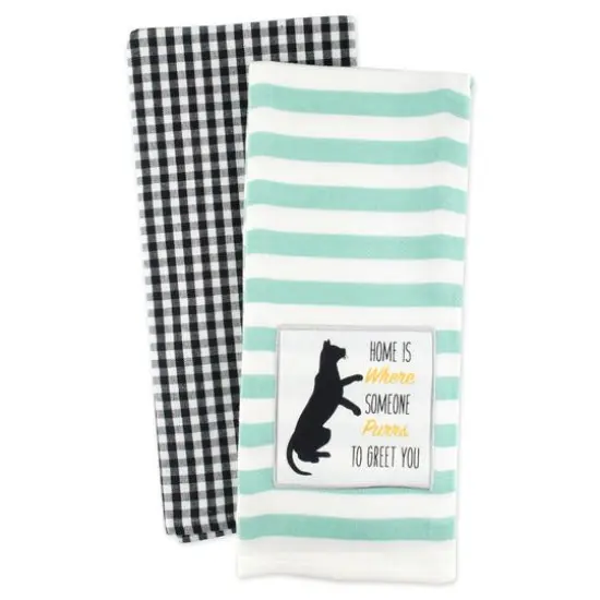 DII&reg; Cat Greeting Embroidered Dishtowels, 2ct. {6}