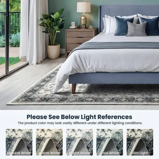 Glitzhome&reg; Ivory & Blue Oriental Area Rug {7}